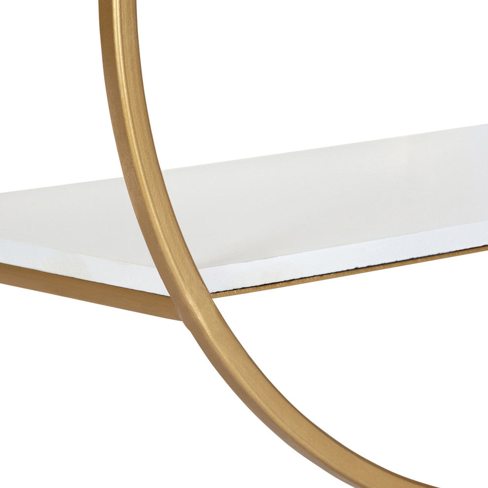 Wicks Round Floating Wall Shelf, White/Gold 2 Piece