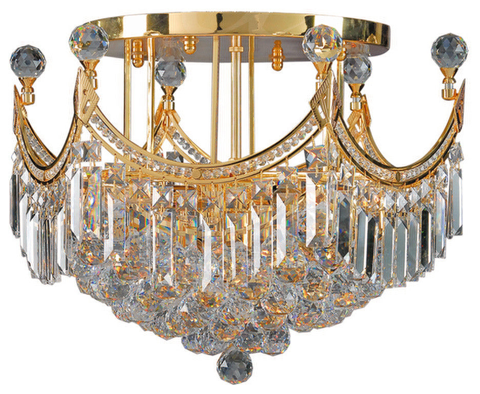 Artistry Lighting Corona Collection Flush Mount Crystal Chandelier 20x13, Gold