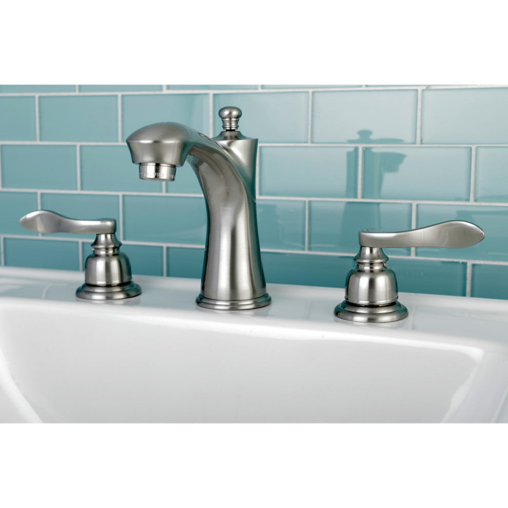 Kingston Brass Widespread Bathroom Faucet With Retail Pop-Up, Brushed Nickel
