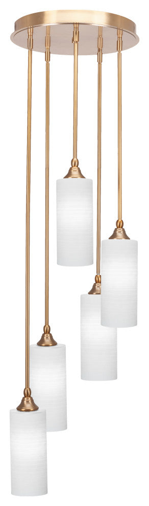 Empire 5-Light Cluster Pendalier, New Age Brass/White Matrix