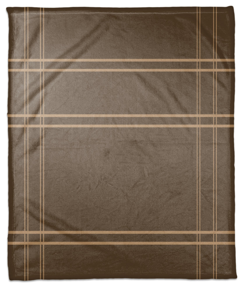 Brown Plaid Fall Lines 3 50"x60" Coral Fleece Blanket