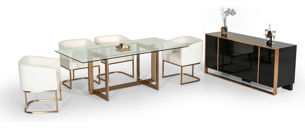 Modrest Keaton Modern Glass and Brass Dining Table
