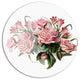 Pink Rose Bouquet Watercolor, Modern Floral Round Wall Art, 36"
