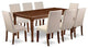 9-Piece 60/78" Table With 18" Leaf and 8 Parson Chair, Linen Fabric, Cream Color