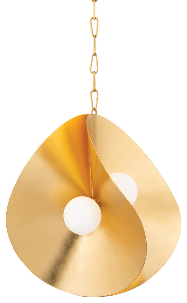 Peony 4 Light Medium Pendant Gold Leaf
