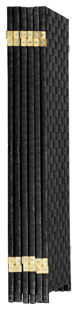 3 ft. Short Woven Fiber Room Divider 6 Panel Black