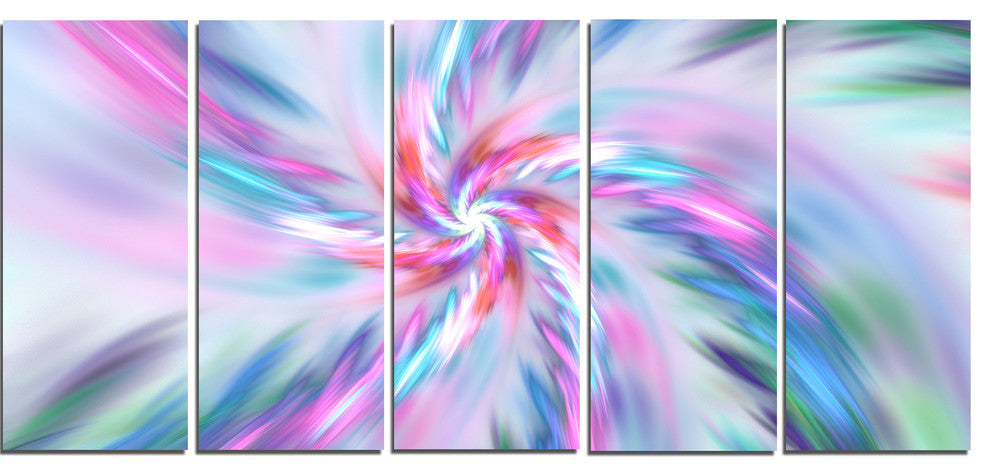 Exotic Light Blue Flower Petal Dance, Floral Canvas Art Print, 60"x28", 5 Panels