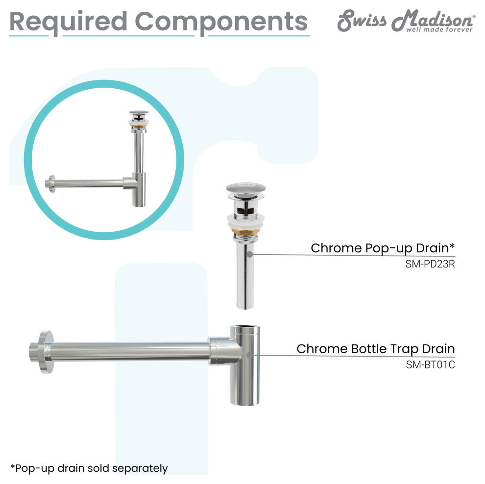 Bottle Trap Drain, Chrome
