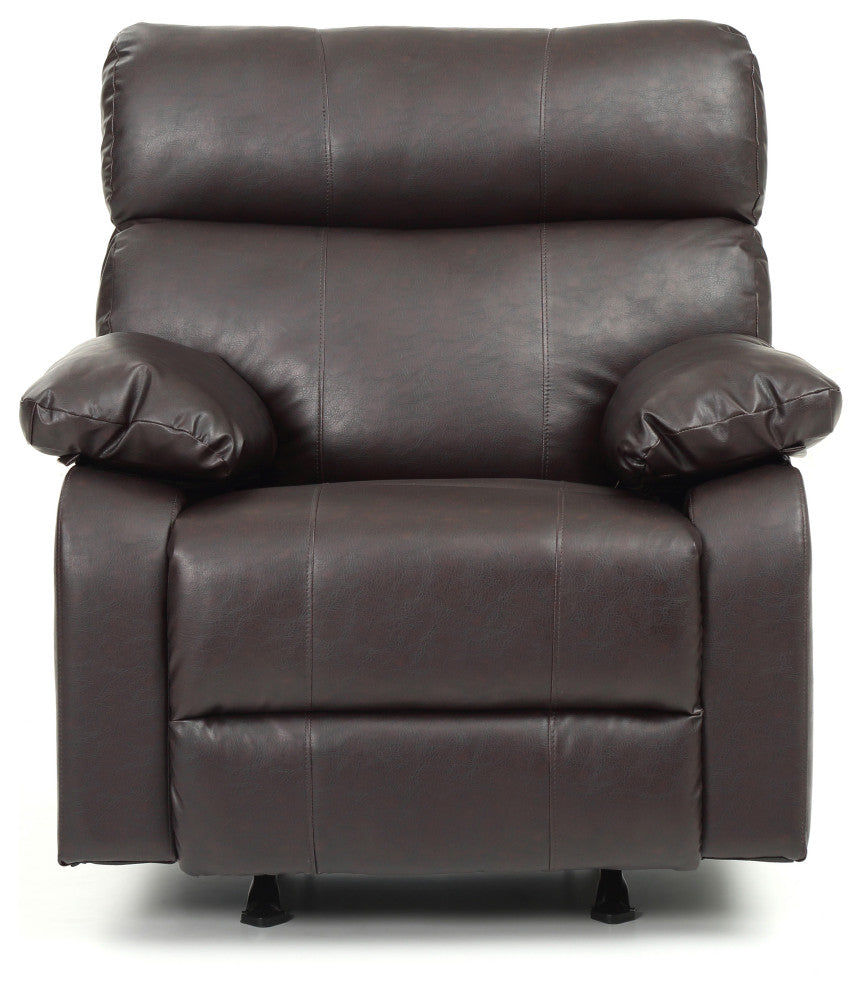 Clarke Rocker Recliner, Brown/Faux Leather