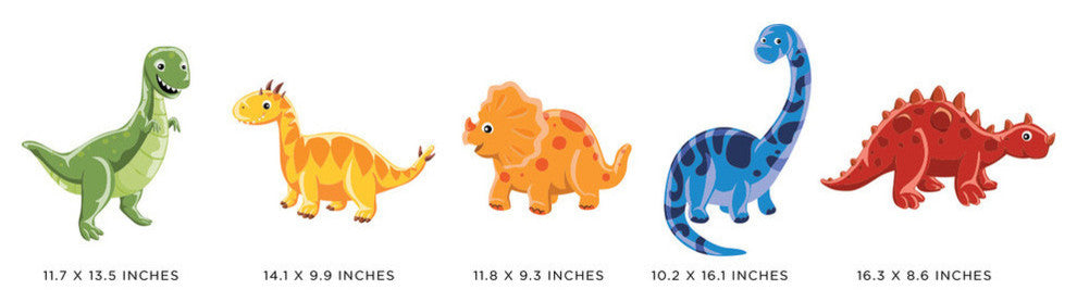 Dinosaurs Fabric Wall Decals, Set of 5 Adorable Dinosaurs