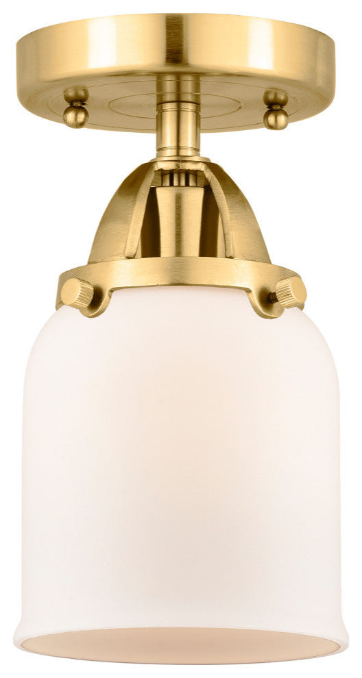 Small Bell Semi-Flush Mount, Satin Gold, Matte White, Matte White