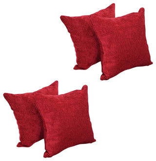 17" Jacquard Throw Pillows With Inserts, Set of 4, Ashfield Claret