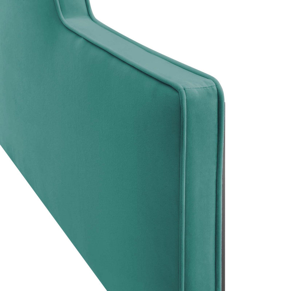 Headboard, King Size, Velvet, Teal Blue, Modern Contemporary, Bedroom Master