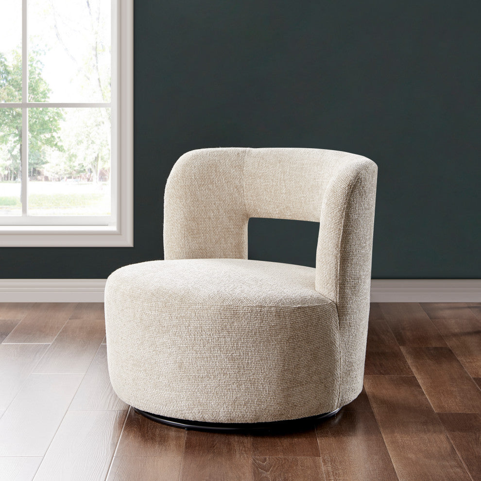 Jazzlyn Fabric Swivel Accent Chair, Grenada Cream
