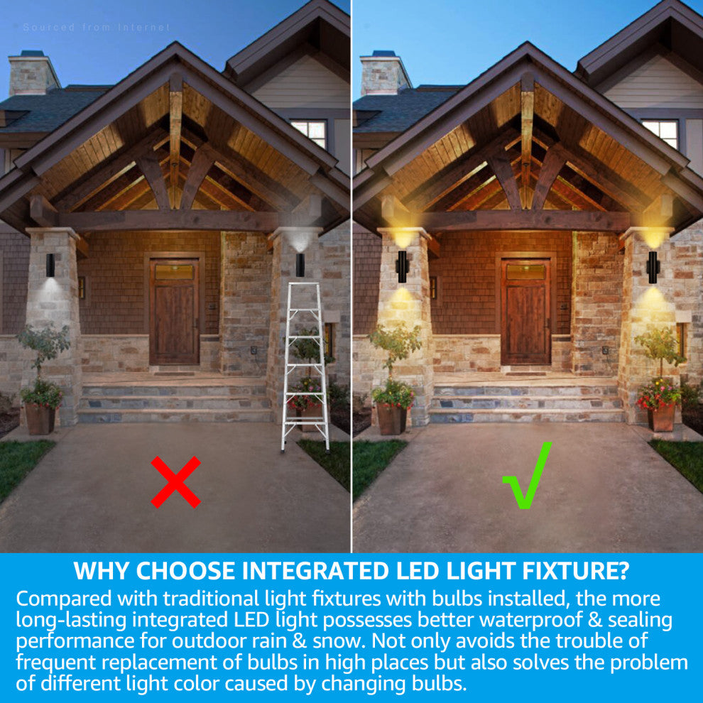 6-Pack LED Cylinder Up Down Wall Light, 100V-277V, 3000K Warm White