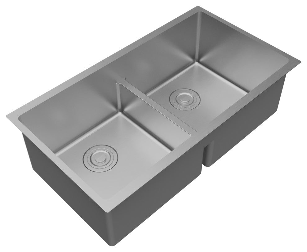 Karran Undermount 33-in Stainless Steel Double Bowl Workstation Kitchen Sink