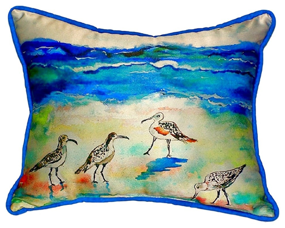 Betsy Drake Betsy's Sandpipers Small Indoor/Outdoor Pillow 11x14