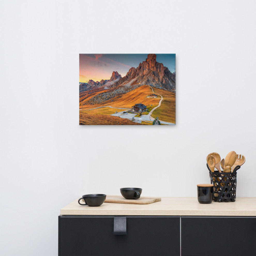 Sunset and Alpine Mountain Pass Landscape Photo Canvas Wall Art Print, 18" X 24"