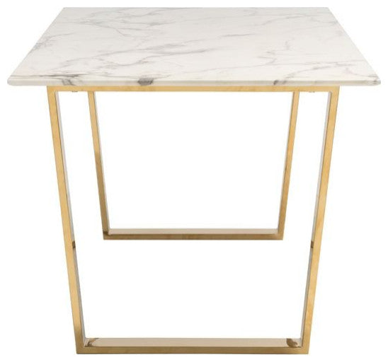 HomeRoots 70.9" X 35.4" X 29.7" Stone And Gold Dining Table