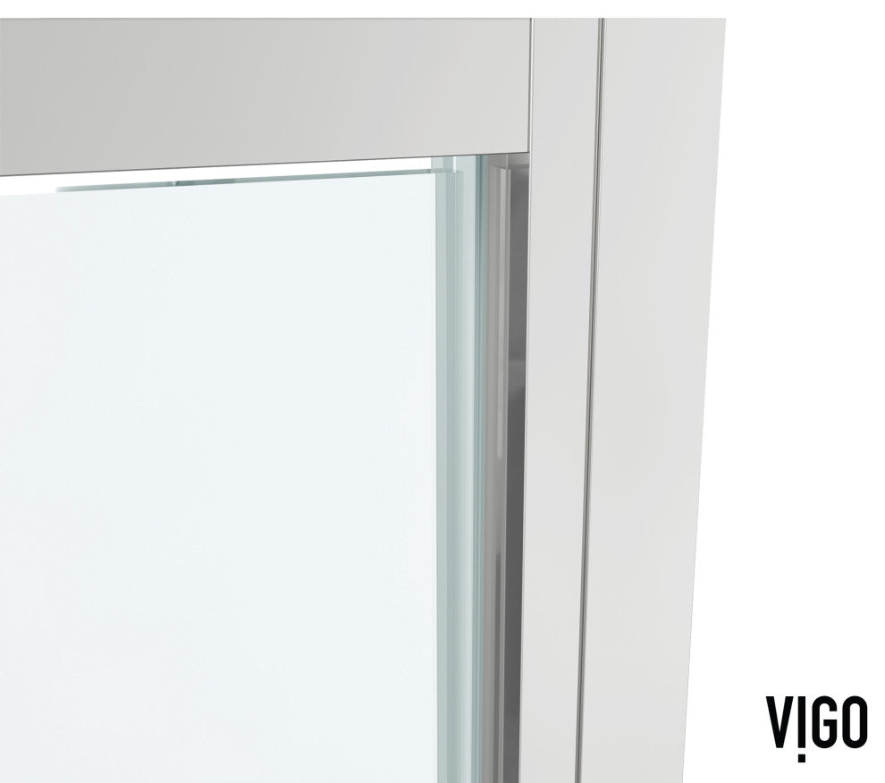 VIGO Astoria Framed Pivot Shower Door, Chrome, 30" W X 76" H, Clear Glass