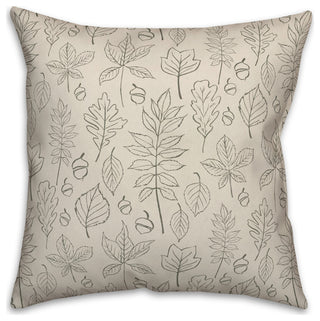 White Leaf Pattern 18x18 Spun Poly Pillow