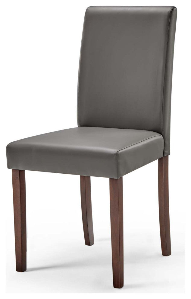 Side Chair and Table Set, Faux Leather, Drak Brown Gray, Modern, Bistro