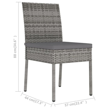 vidaXL Modern Dining Chairs 2 Pcs Patio Rattan Dining Chair Poly Rattan Gray