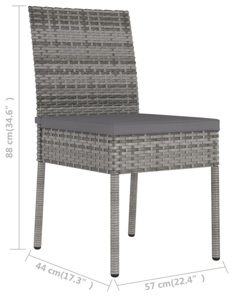 vidaXL Modern Dining Chairs 2 Pcs Patio Rattan Dining Chair Poly Rattan Gray