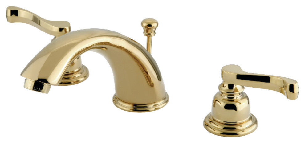 Kingston Brass Widespread Bathroom Faucet With Retail Pop-Up, Polished Brass
