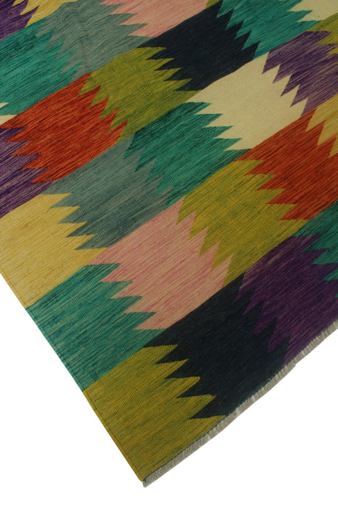 Hand-Woven Winchester Kilim Junaid Ivory/Rust Rug, 8'2x11'3