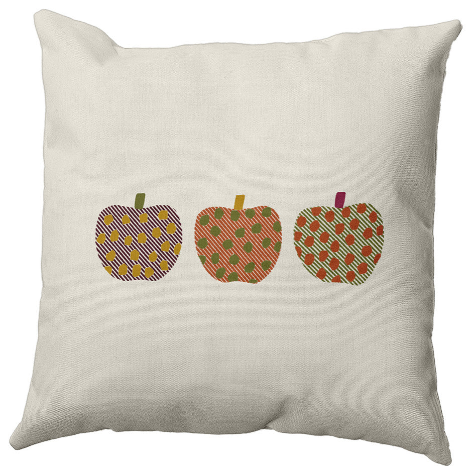 16"x16" Apples Decorative Throw Pillow, Olive