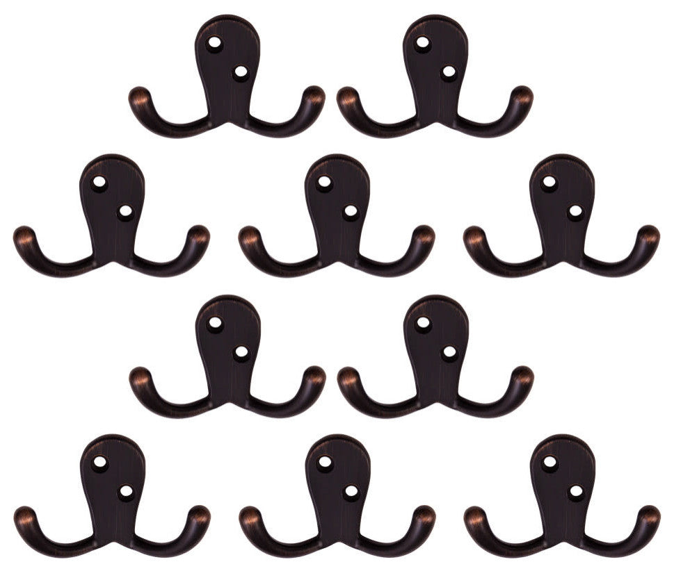 Design House 207753 Double Robe Hook - 10 Pack - Oil Rubbed Bronze