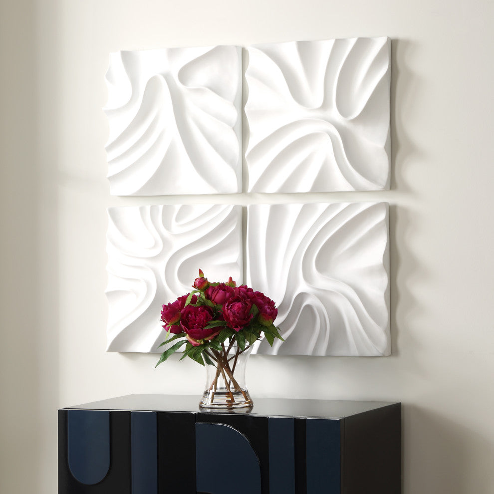 Uttermost - 04368 - Wall Decor, S/4 - Snowdrift - White