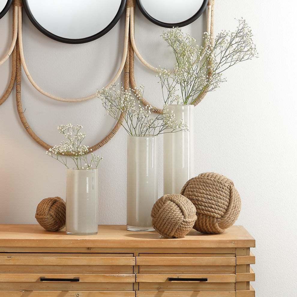 Gwendolyn Hand Blown Glass Vases, Set of 3, Grey