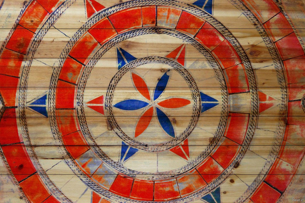 "Massa" Print on Natural Pine Wood, 60"x40"