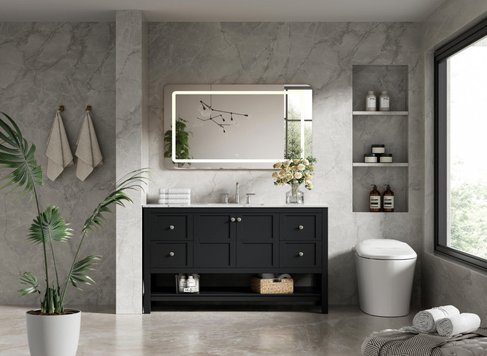 Home Living 54" Single Bathroom Vanity, Black