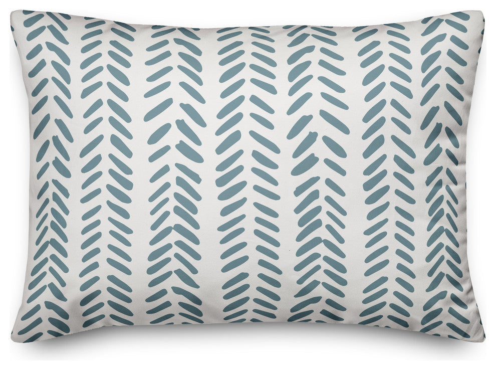 Blue and White Modern Herringbone 14x20 Lumbar Pillow
