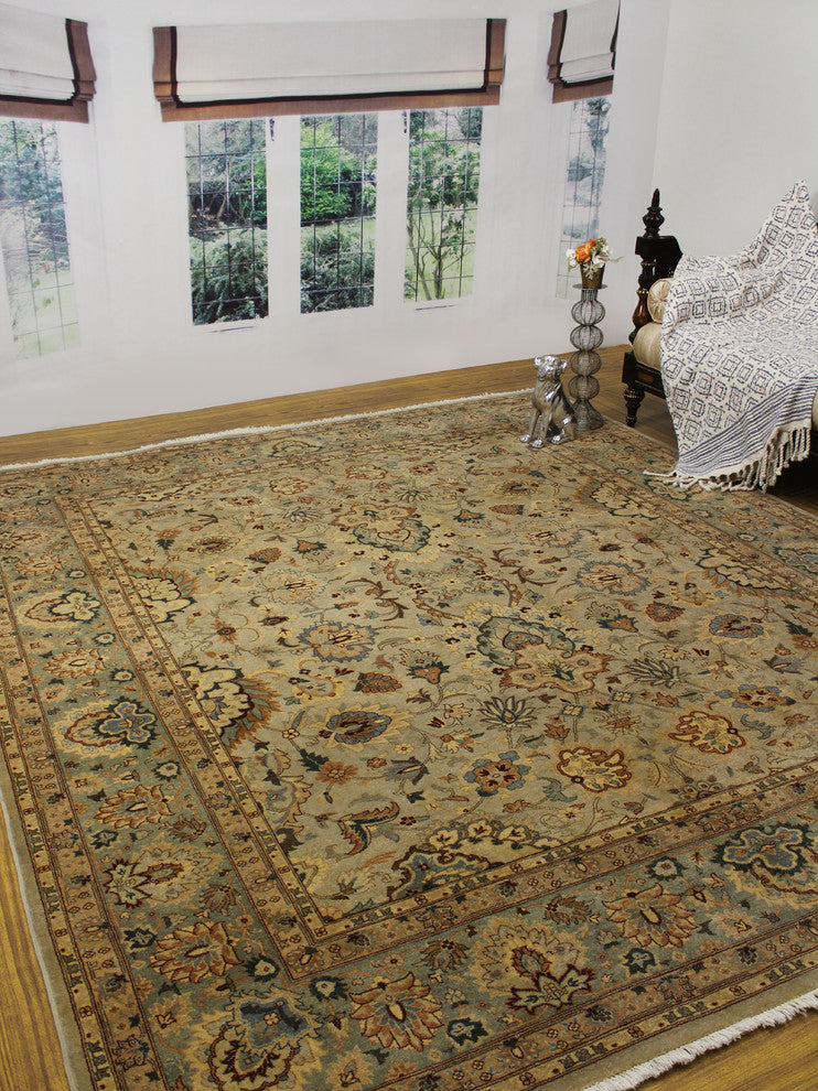 Turkish-Knotted Ankara Lahore 97 Light Gray Rug, 8''2x9''11