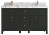 Sonoma 60" Double Sink Bath Vanity in Black Top, 2" Viola Gold
