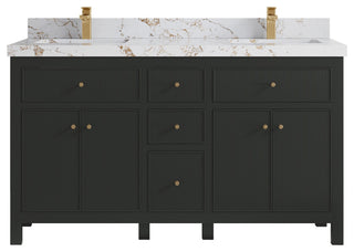 Sonoma 60" Double Sink Bath Vanity in Black Top, 2" Viola Gold