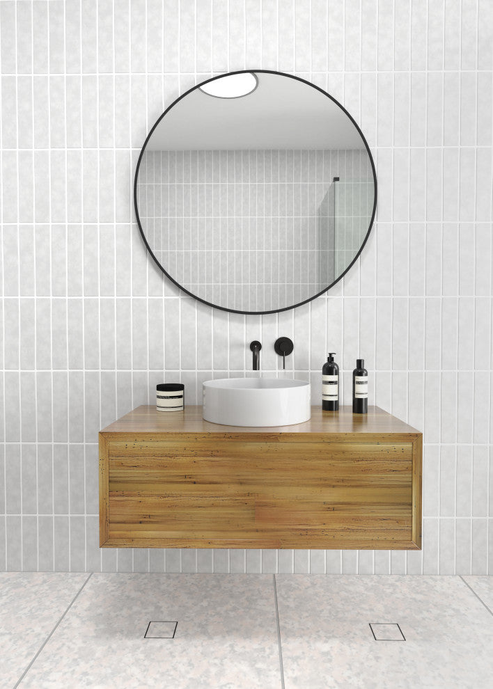 Round Black 36" Stainless Steel Framed Mirror, Black