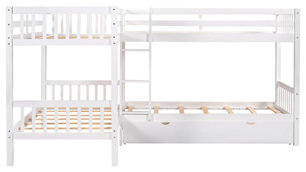 Gewnee Twin L-Shaped Bunk bed with Drawers in Gray