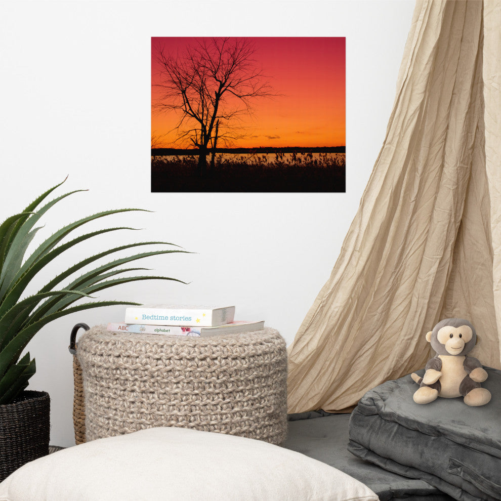 Burning Skies Landscape Photo, Rural Unframed Wall Art Print, 16" X 20"