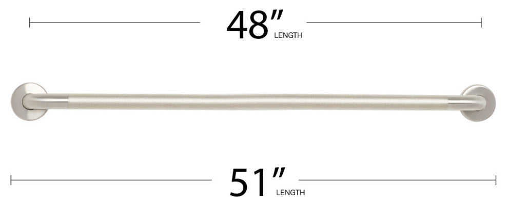 48" Stainless Steel Wall Mount Peened Bathroom Shower Grab Bar with Satin Ends