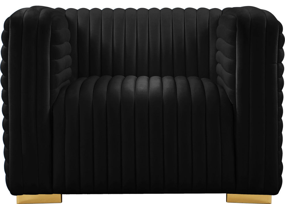 Ravish Velvet Upholstered Chair, Black, Chair