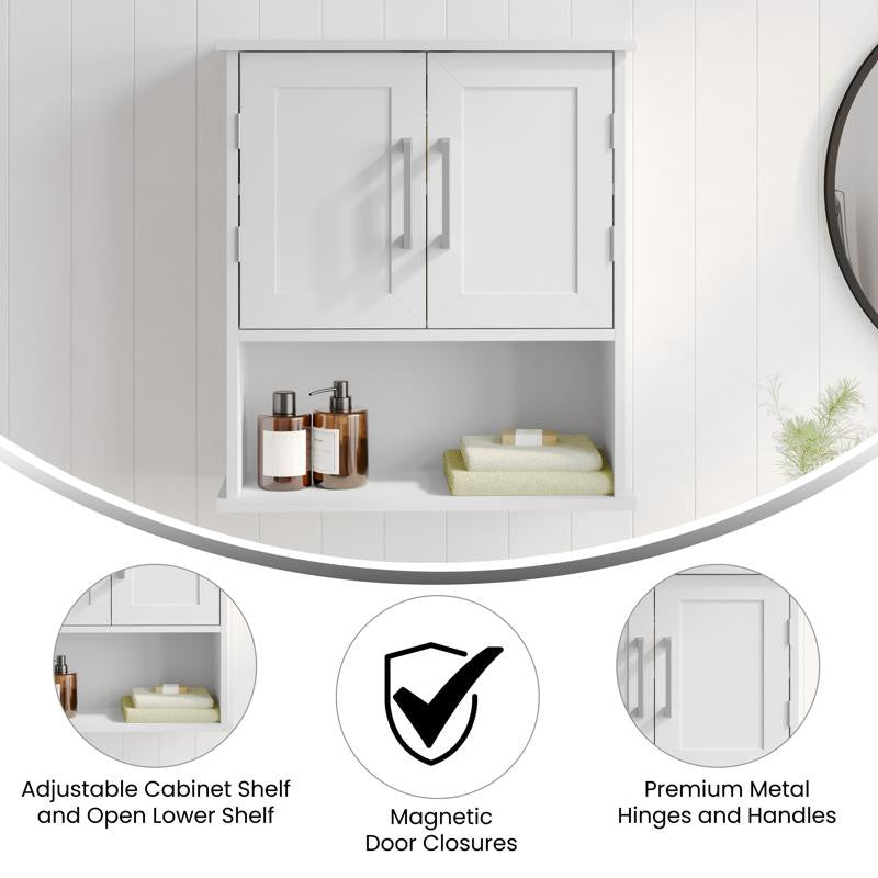 Vega Wall Mounted Bathroom Medicine Cabinet, White