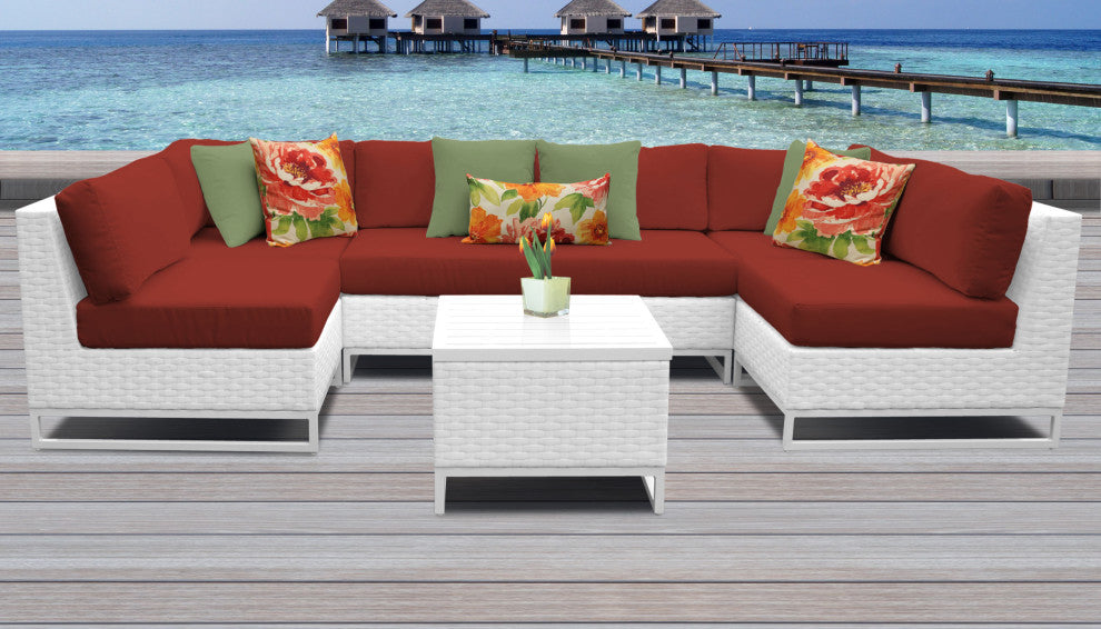 Miami 7 Piece Outdoor Wicker Patio Furniture Set 07d