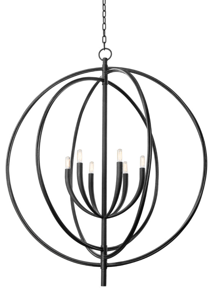 6-Light Pendant, Black Iron