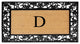 A1HC Floral Border Black 18x30 Rubber and Coir Heavy Duty Monogrammed Doormat, D