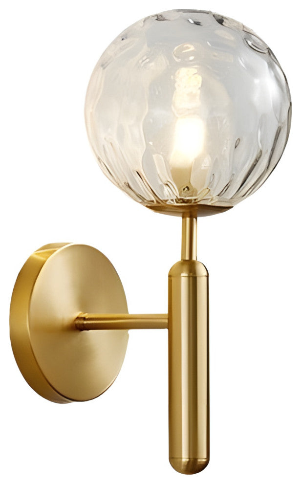 Modern Glass Wall Lamp in the Ball Shape, Living Room, Bedroom, Gold, Transparent, Warm Light